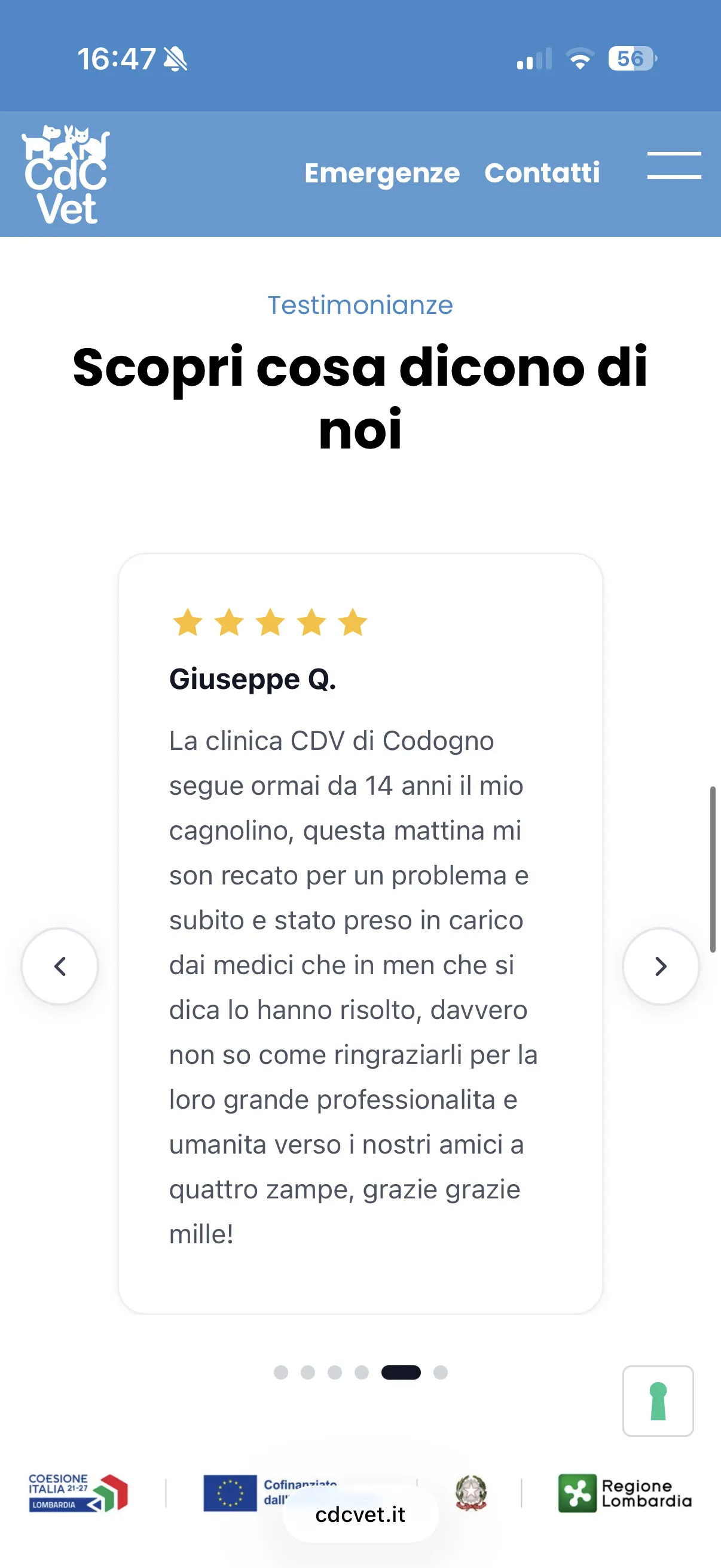 Schermata 3 del sito di CDC Vet