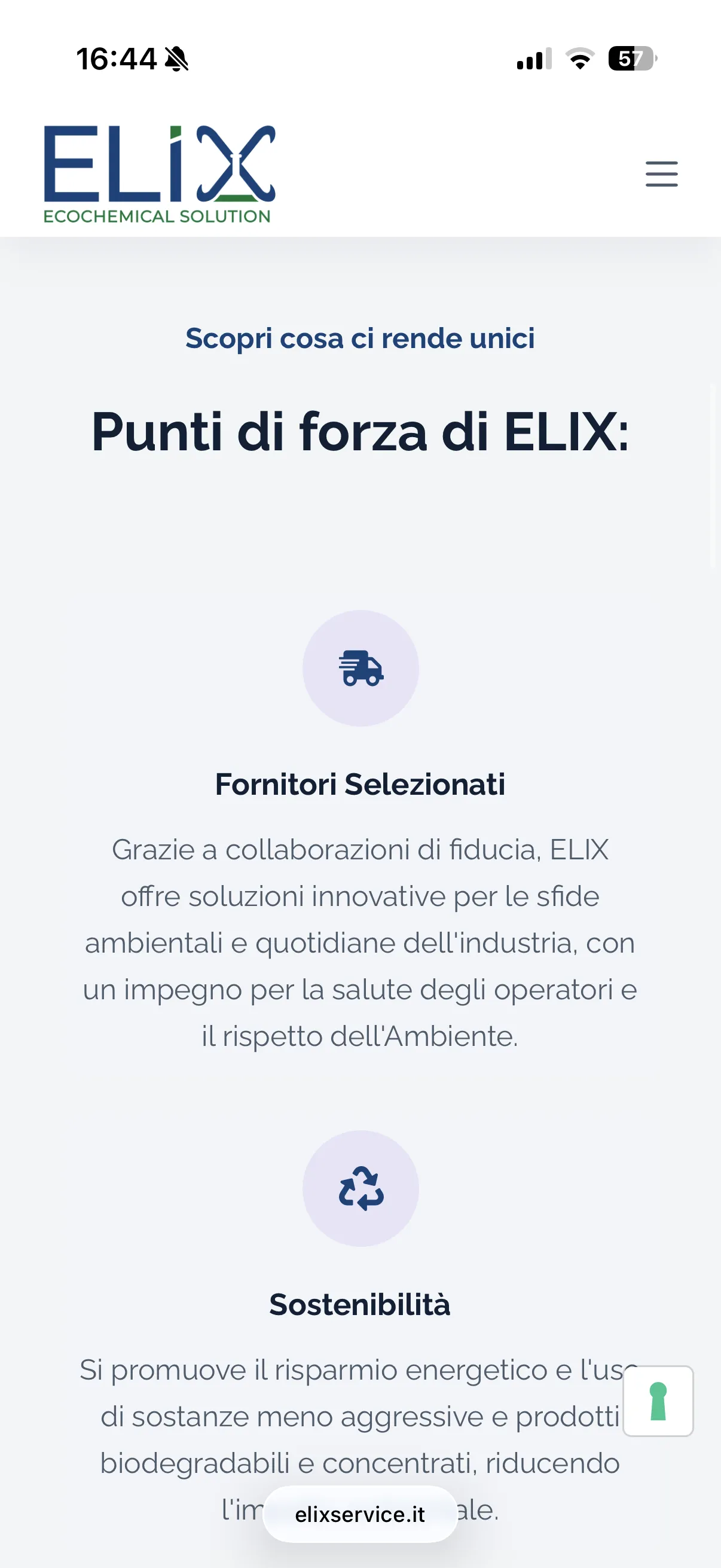 Schermata 2 del sito di Elix Service