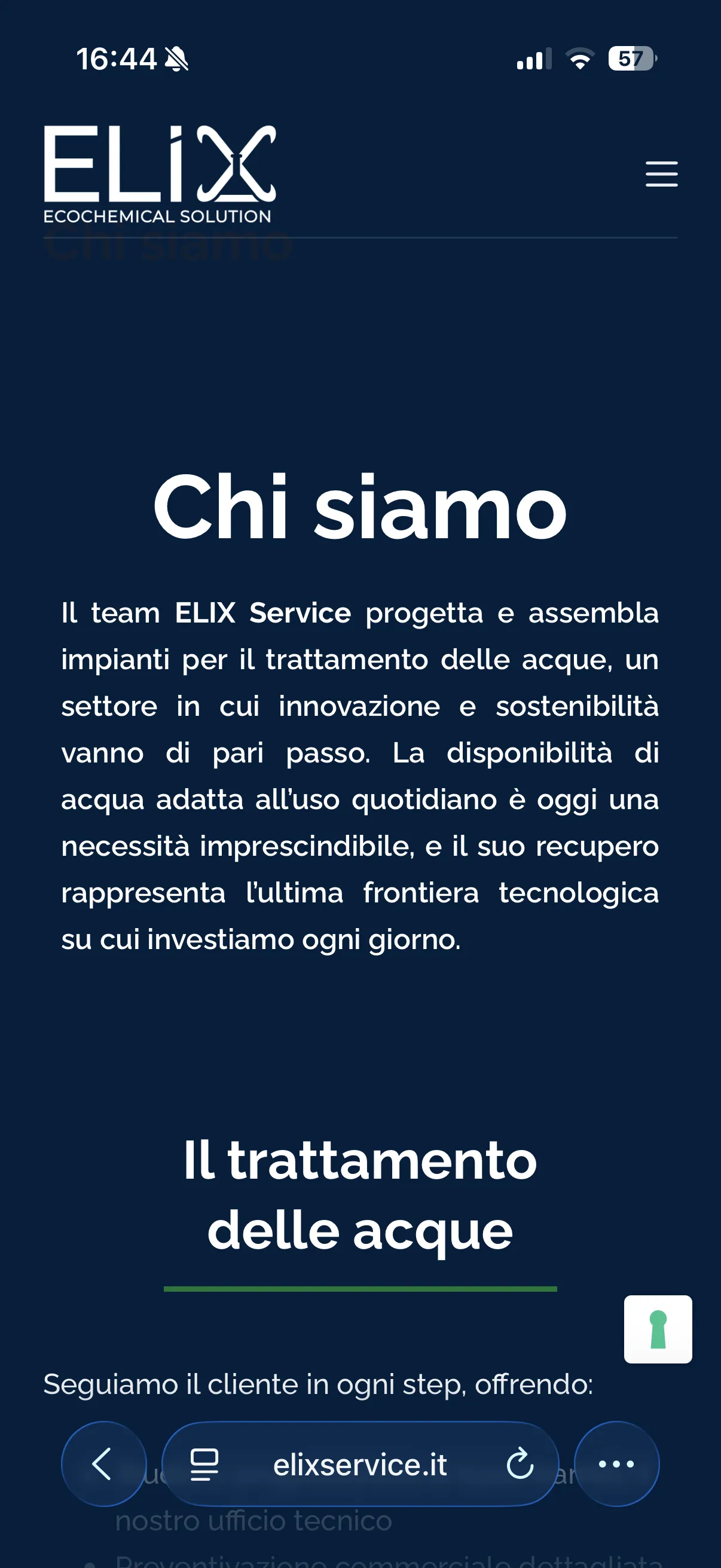 Schermata 4 del sito di Elix Service