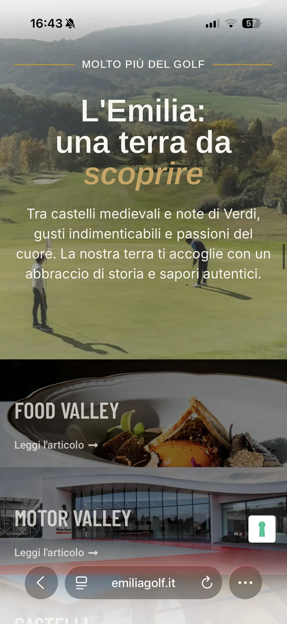 Schermata 5 del sito di Emilia Golf Experience
