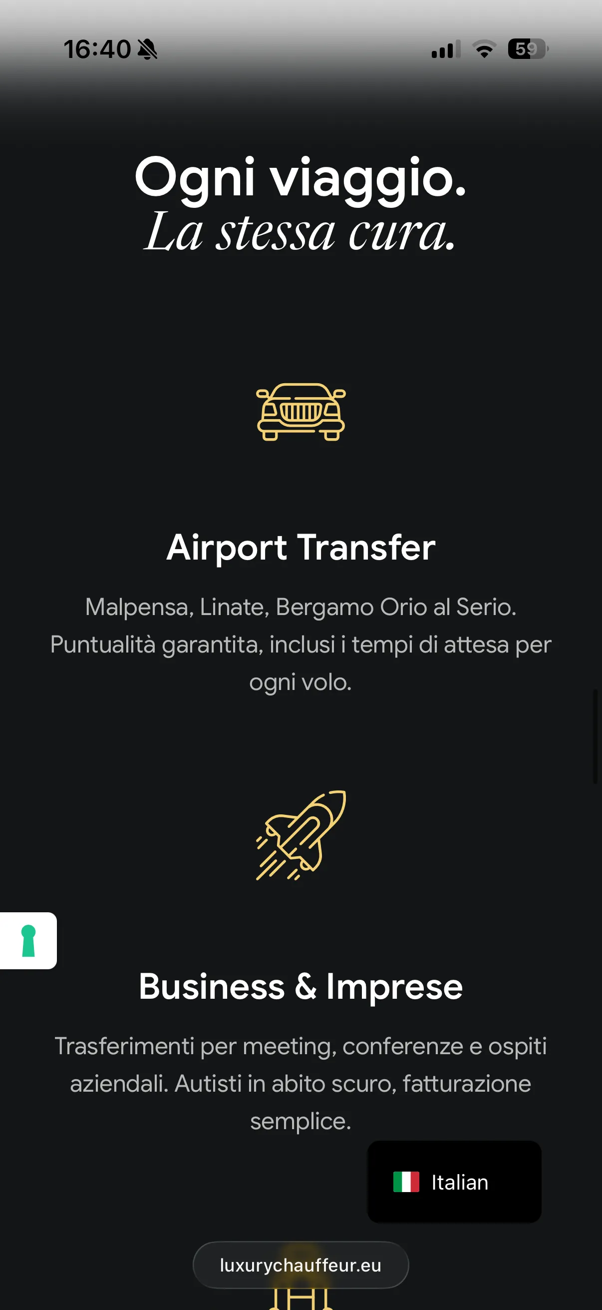 Schermata 4 del sito di Luxury Chauffeur