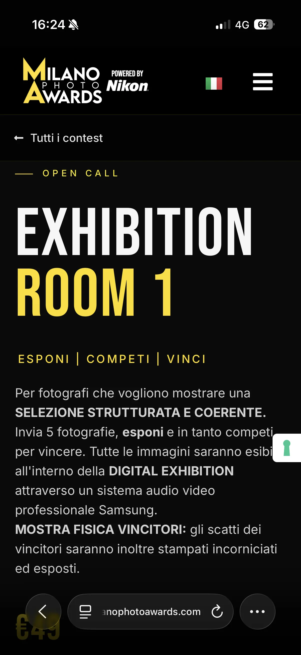 Schermata 3 del sito di Milano Photo Awards
