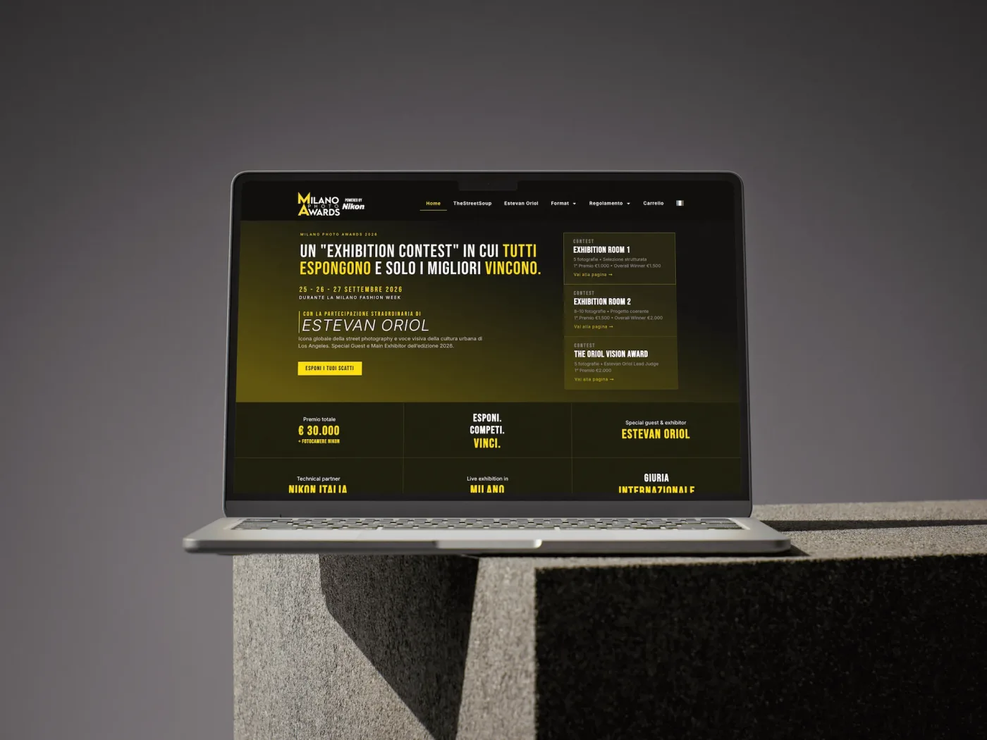 Homepage del sito di Milano Photo Awards + Nikon Italia