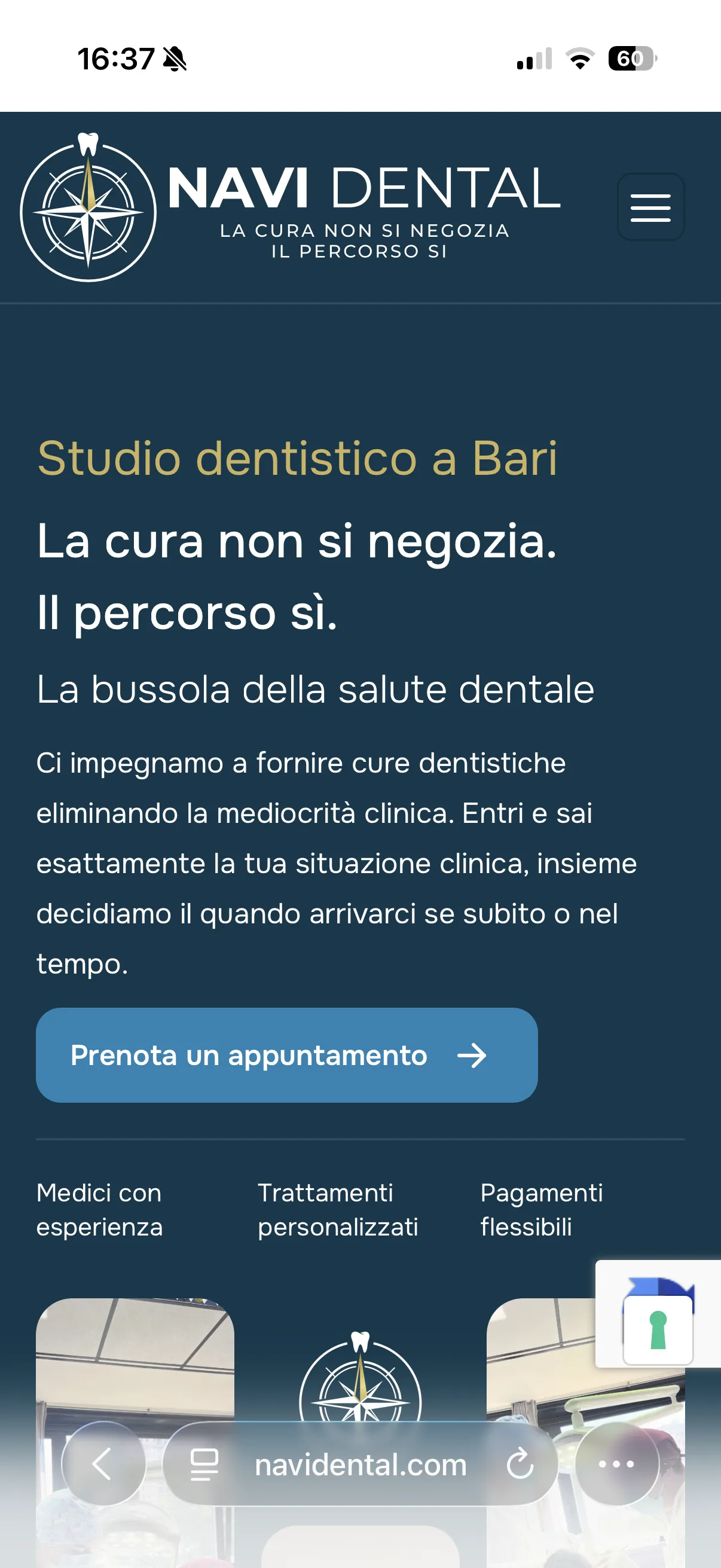 Schermata 1 del sito di Navi Dental