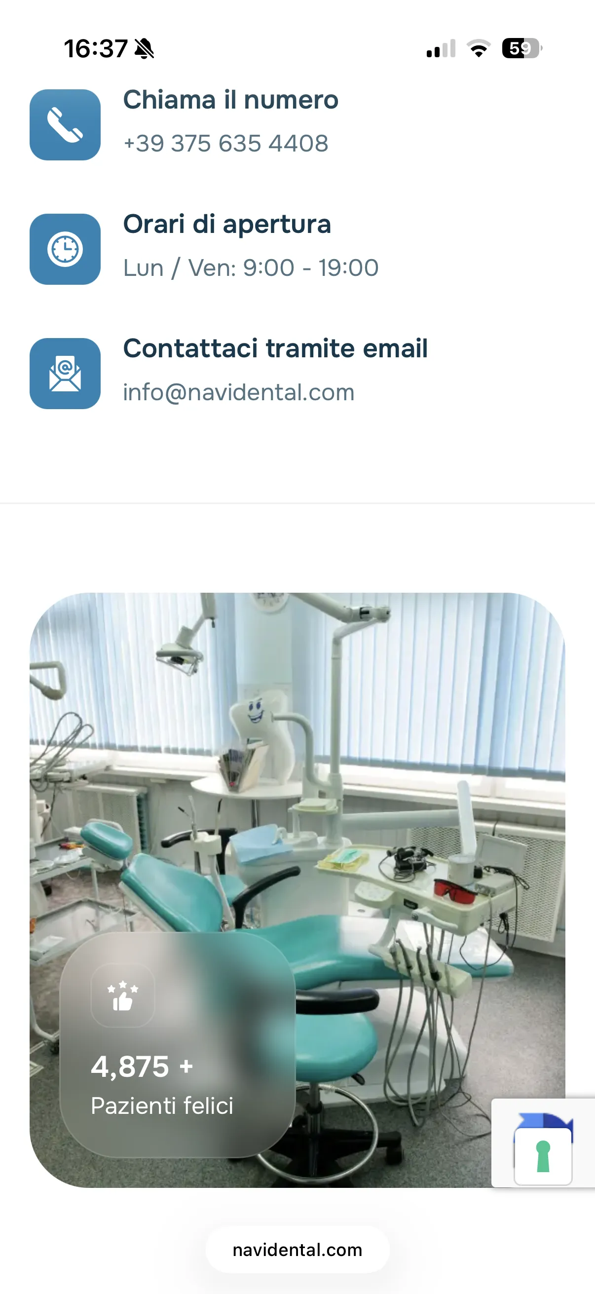 Schermata 2 del sito di Navi Dental