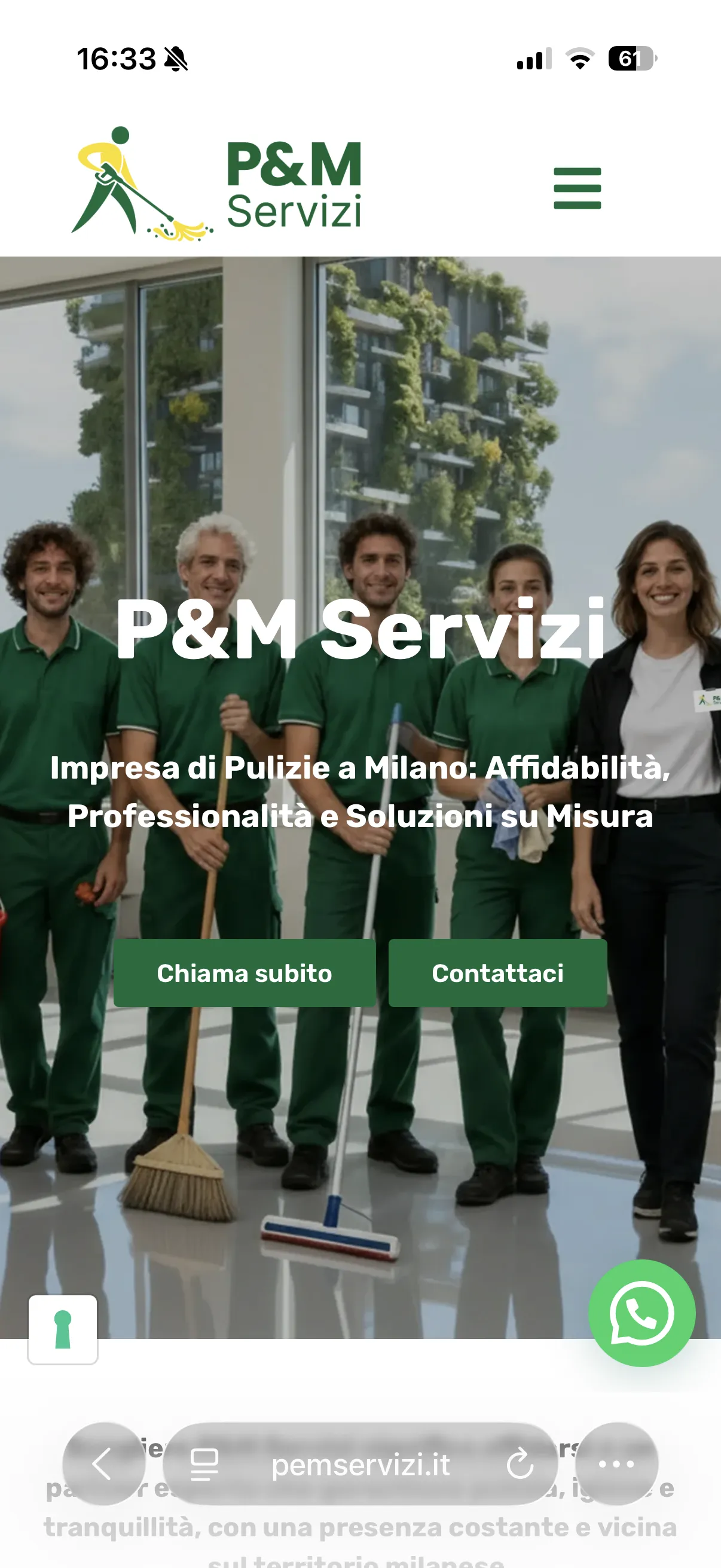 Schermata 1 del sito di P&M Servizi