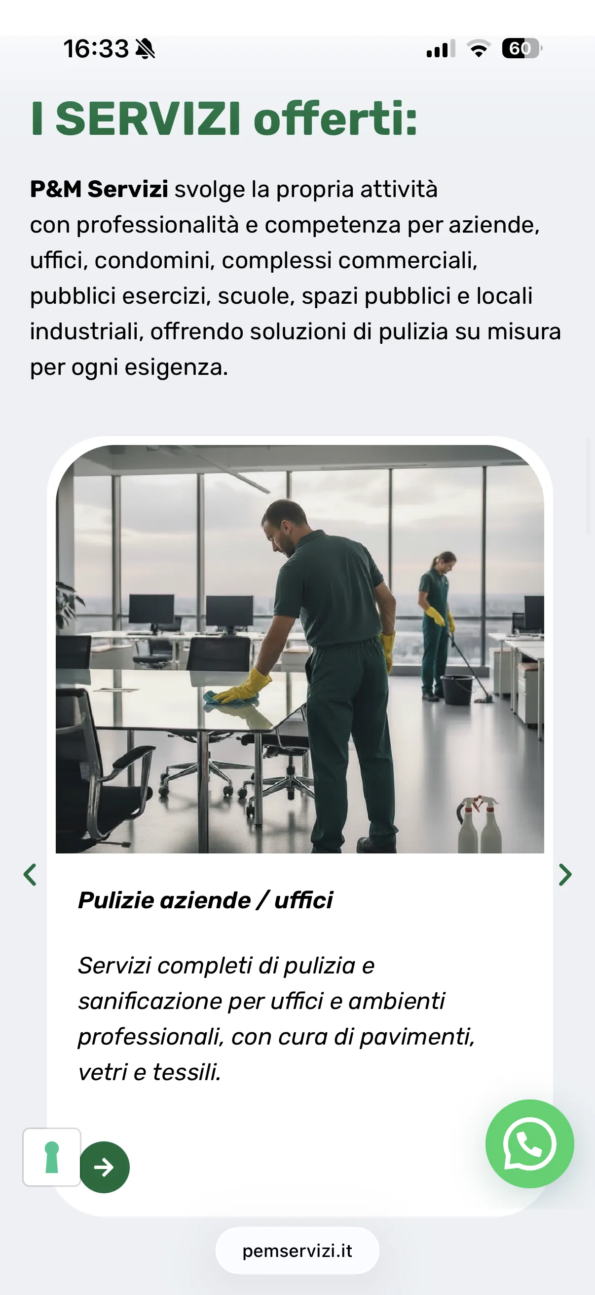 Schermata 2 del sito di P&M Servizi