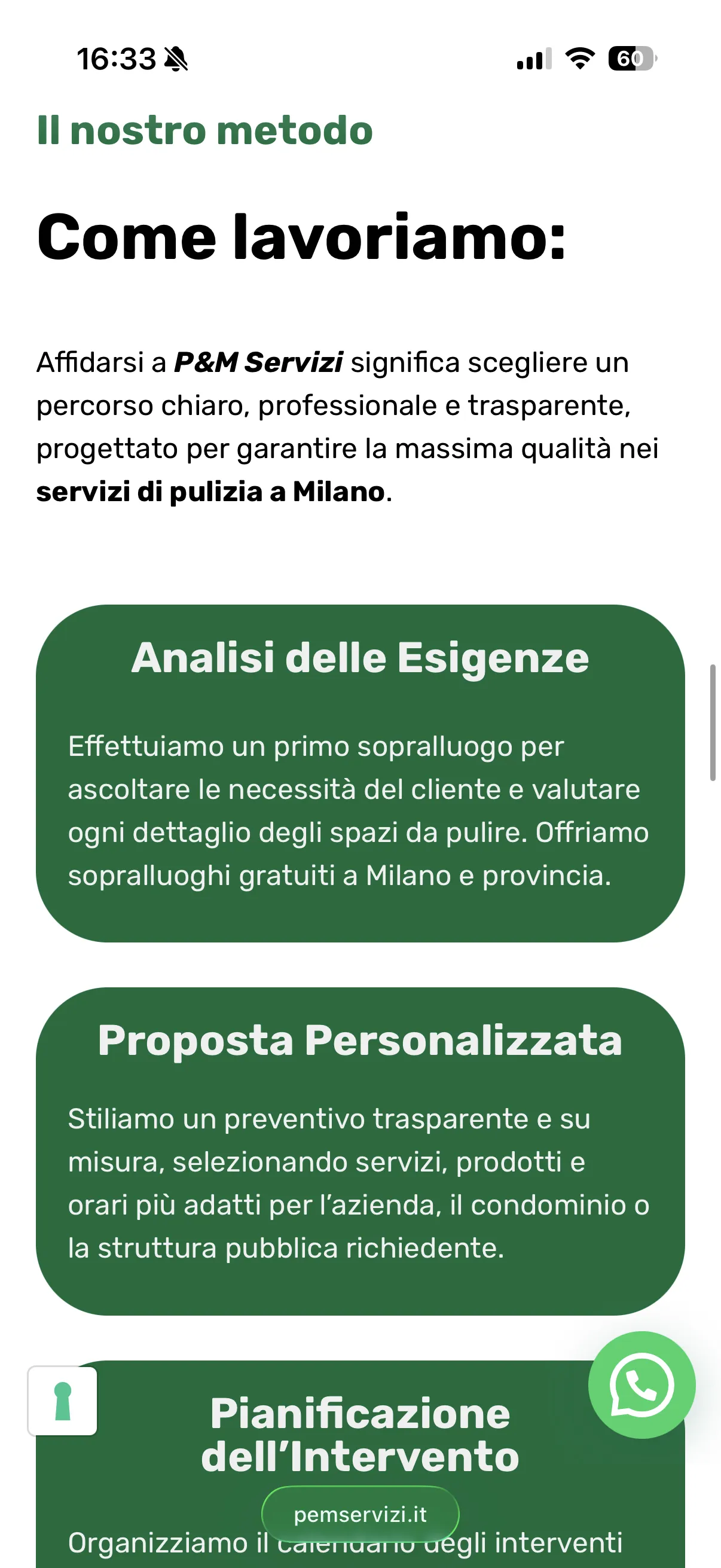Schermata 3 del sito di P&M Servizi