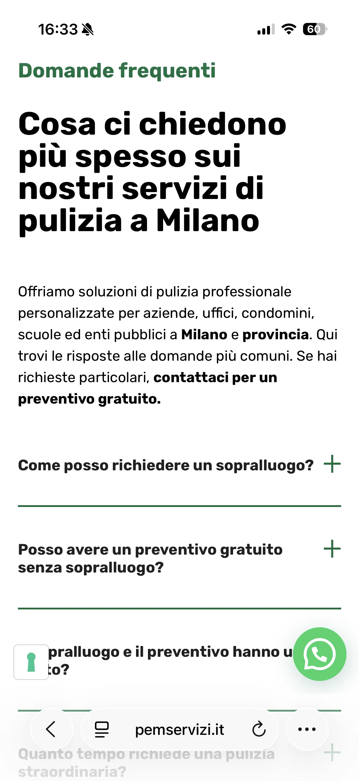 Schermata 4 del sito di P&M Servizi