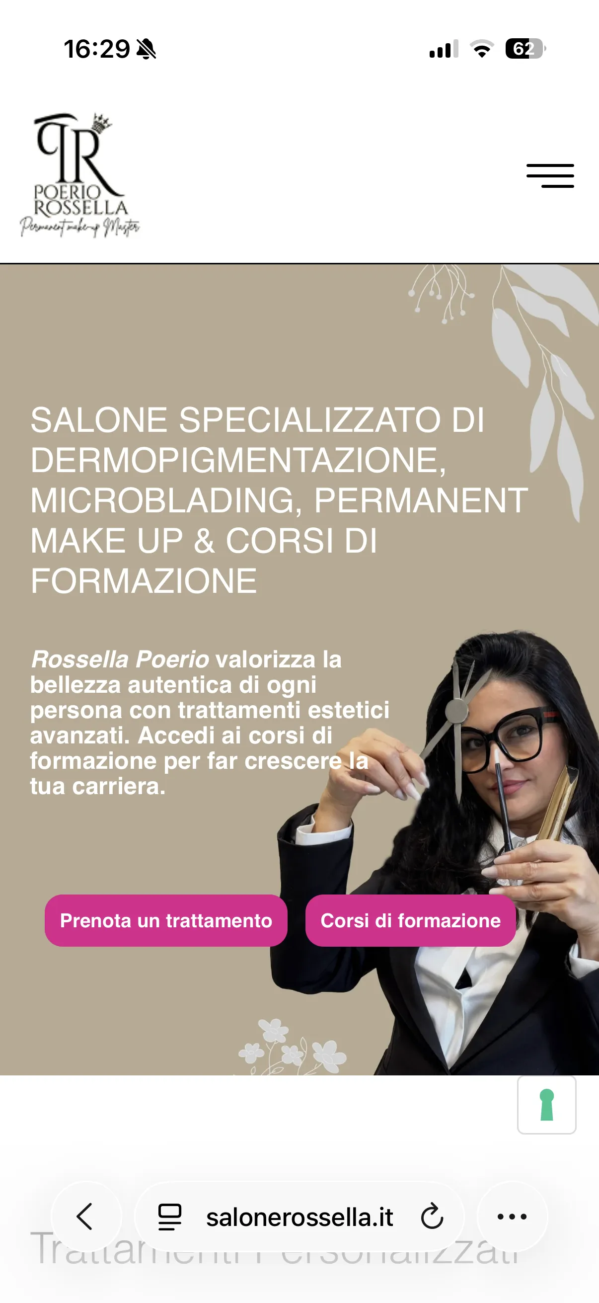 Schermata 1 del sito di Salone Rossella
